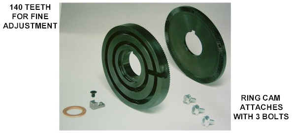 Adjustable ring cam carrier assembly for Davenports - 140 teeth for fine adjustment - Ring cam attaches with 3 bolts